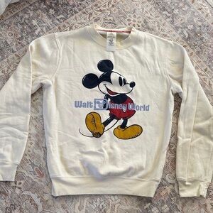 Disney Cream Crewneck Sweater with Mickey Mouse